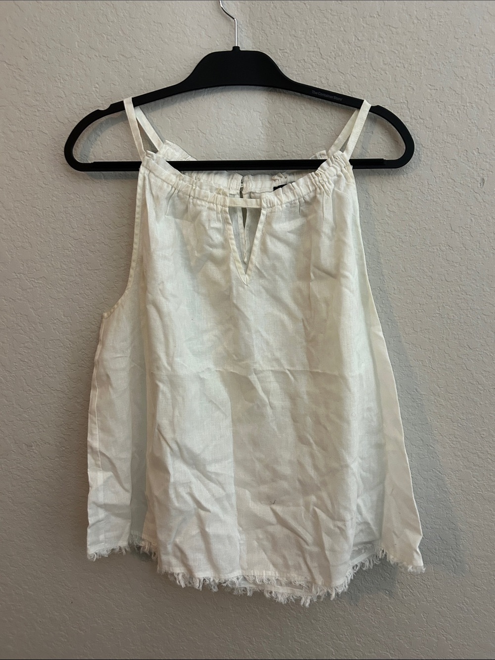 Saks Fifth Avenue White Linen-Blend Spaghetti Strap Camisole